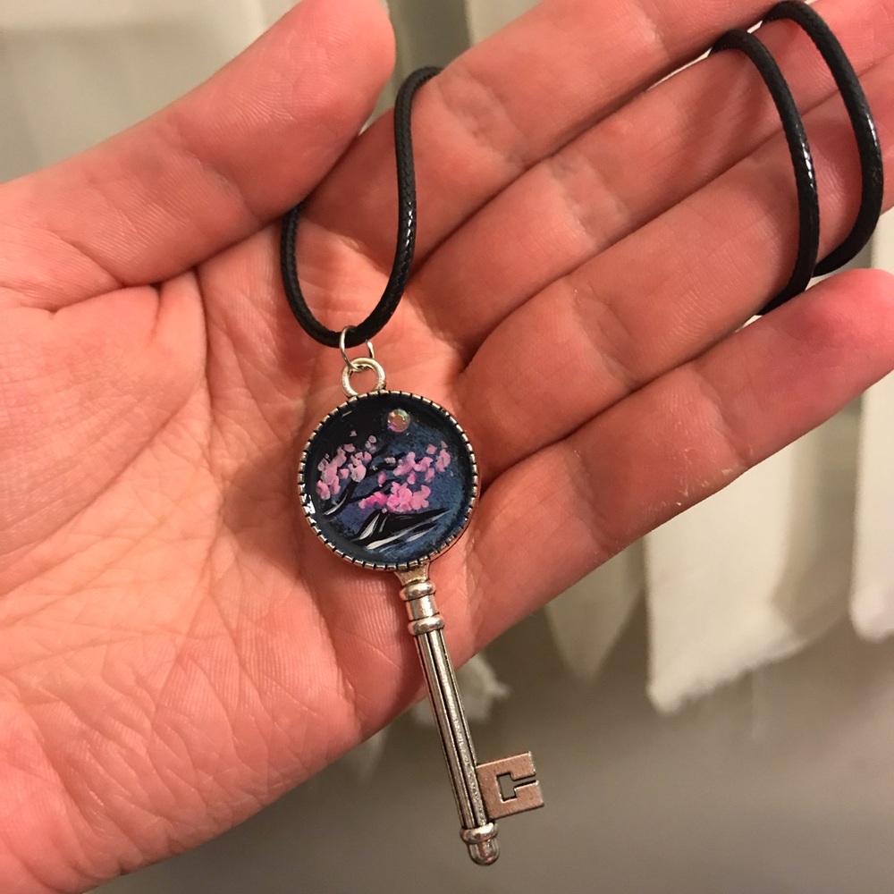 Cherry blossom key necklace